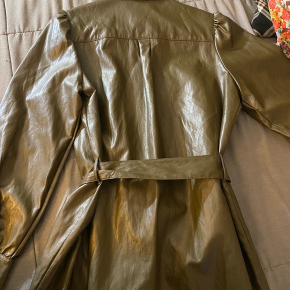 Zara Faux Leather Mini Dress Khaki - NWT - Picture 11 of 14